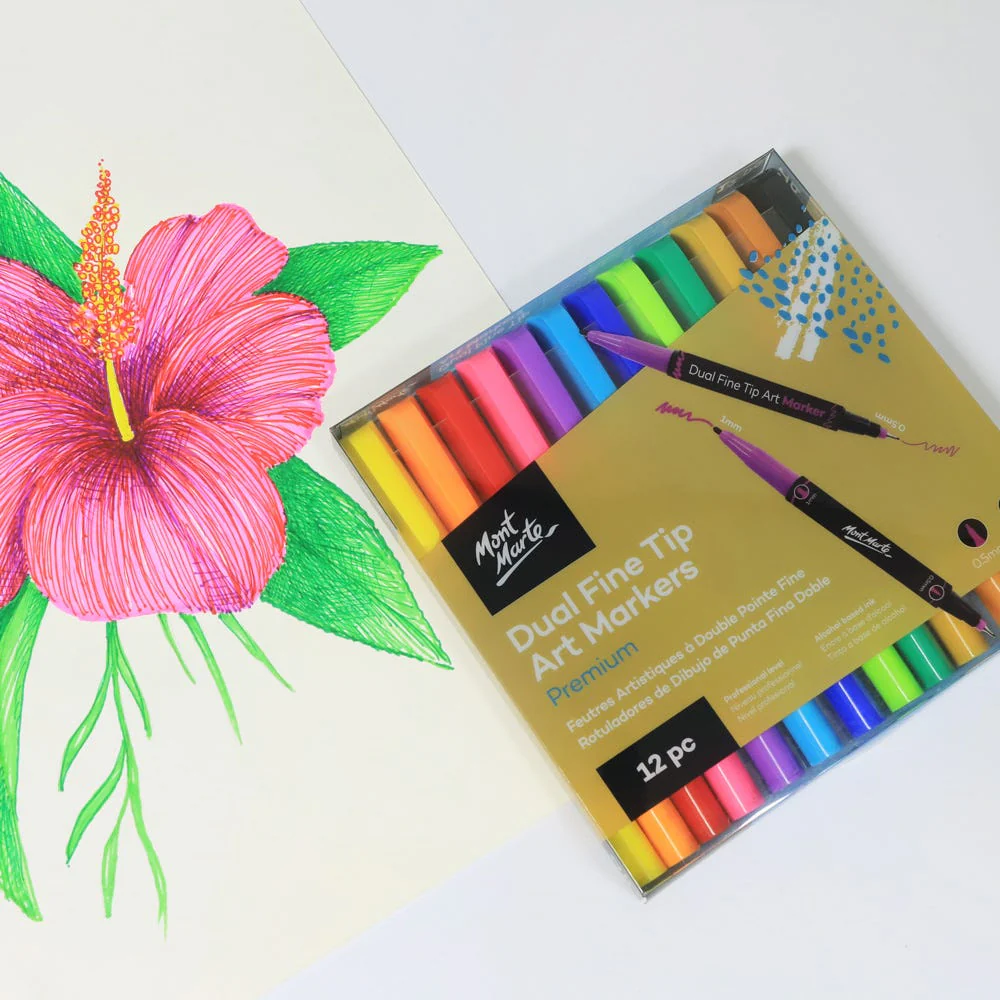 Dual Fine Tip Alcohol Art Markers Premium 12pc - Image 9