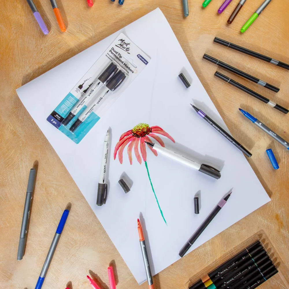 Dual Tip Permanent Markers Signature 2pc - Black - Image 8