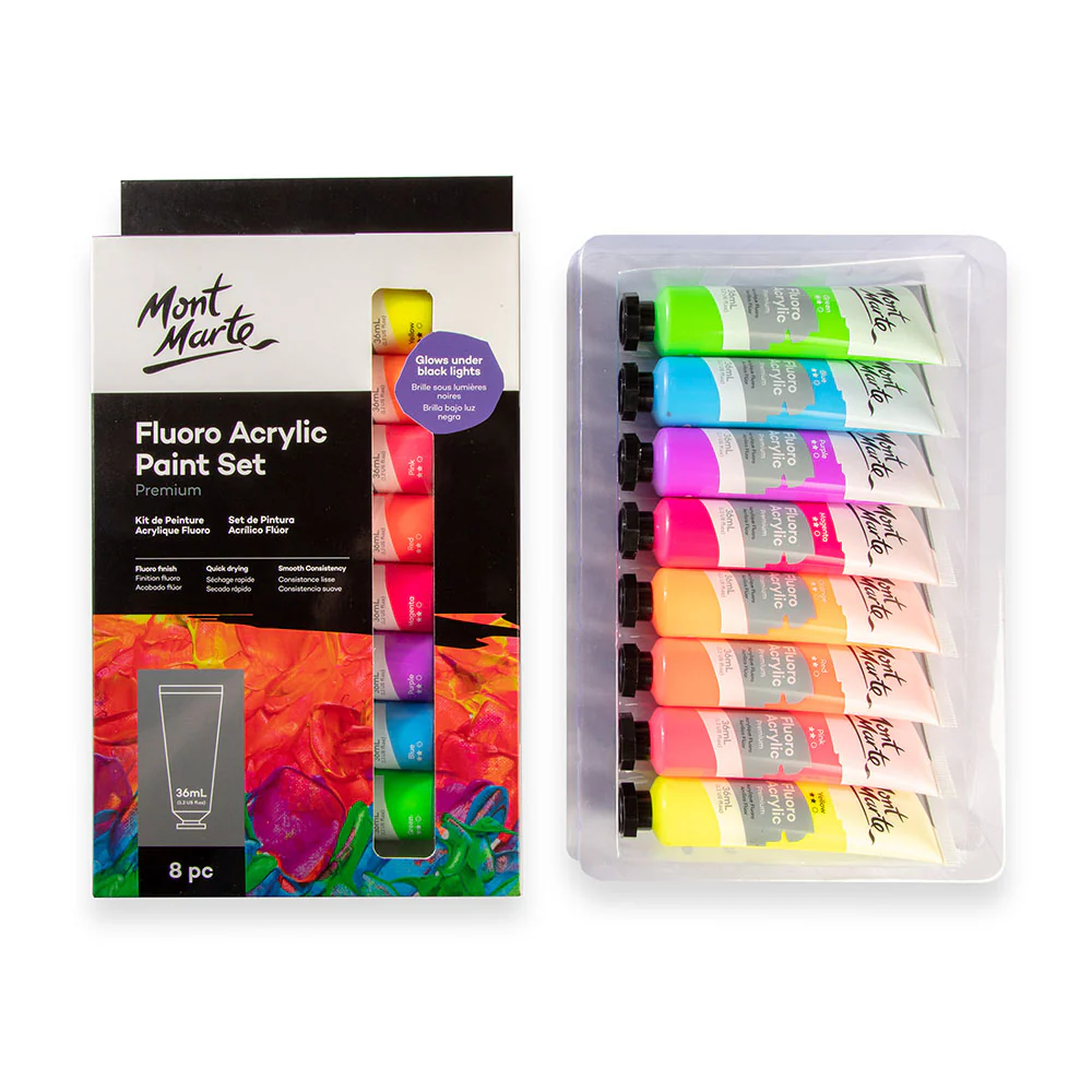 Fluoro Acrylic Paint Set Premium 8pc x 36ml (1.2 US fl.oz) - Image 3