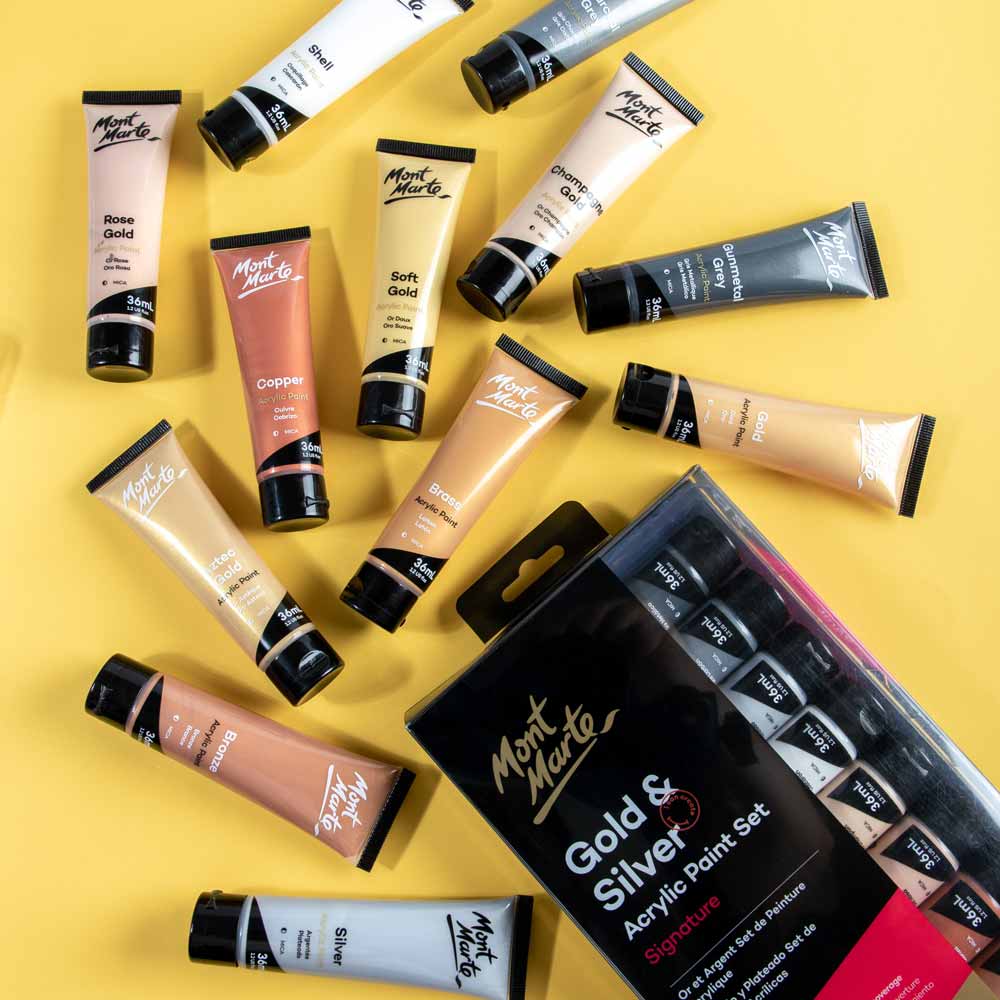 Gold and Silver Acrylic Paint Set Signature 12pc x 36ml (1.2 US fl.oz) - Image 3