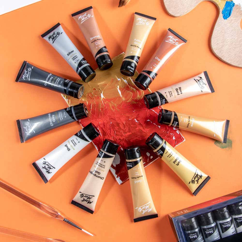 Gold and Silver Acrylic Paint Set Signature 12pc x 36ml (1.2 US fl.oz) - Image 8