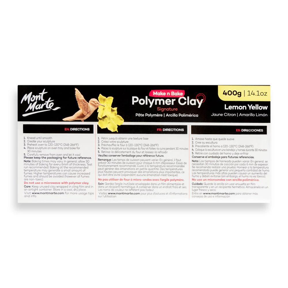 Make n Bake Polymer Clay Signature 400g (14.1oz) - Lemon Yellow - Image 4