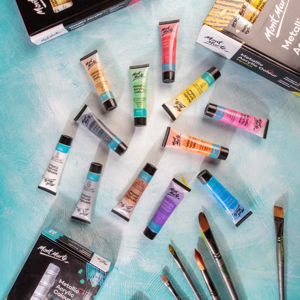 Metallic Acrylic Colour Paint Set Signature 12pc x 36ml (1.2 US fl.oz) - Image 9