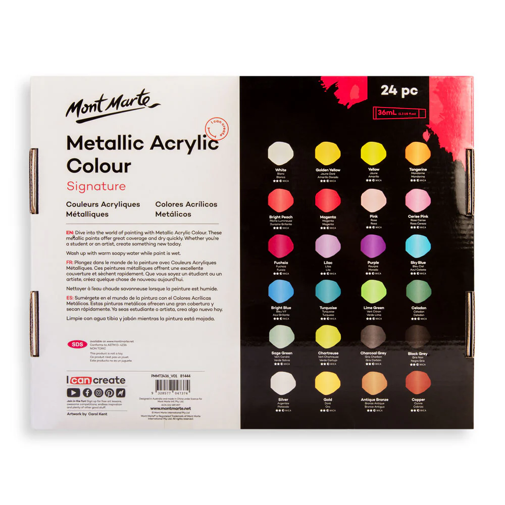 Metallic Acrylic Colour Paint Set Signature 24pc x 36ml (1.2 US fl.oz) - Image 4