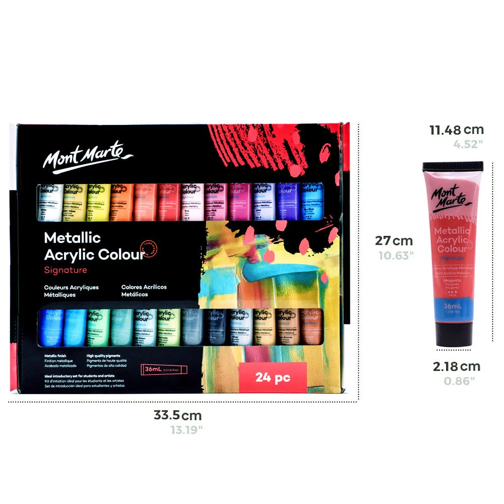 Metallic Acrylic Colour Paint Set Signature 24pc x 36ml (1.2 US fl.oz) - Image 5