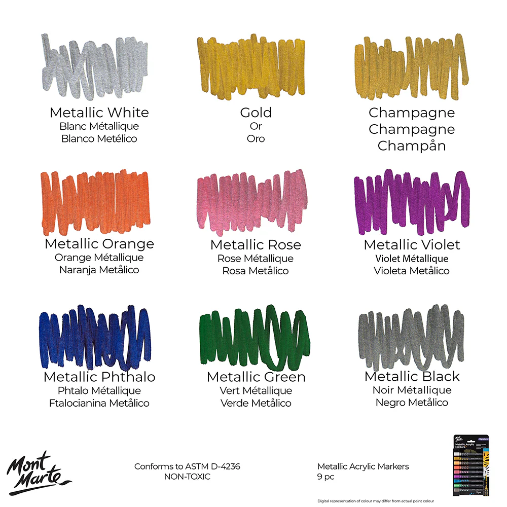 Metallic Acrylic Markers Signature 9pc - Image 12