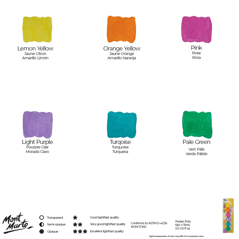 Poster Paint Pots 6pc x 15ml (0.5 US fl.oz) - Pastels - Image 8