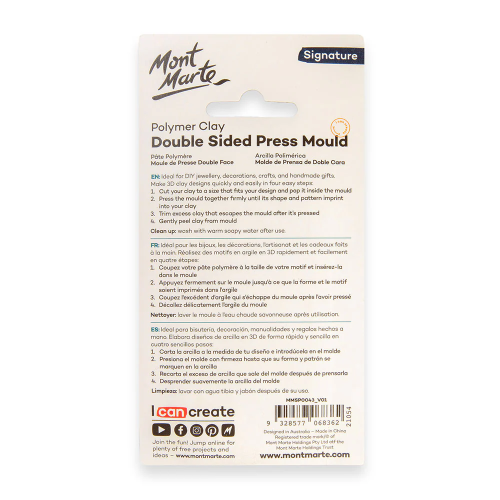 Polymer Clay Double Sided Press Mould Signature - Floral - Image 4