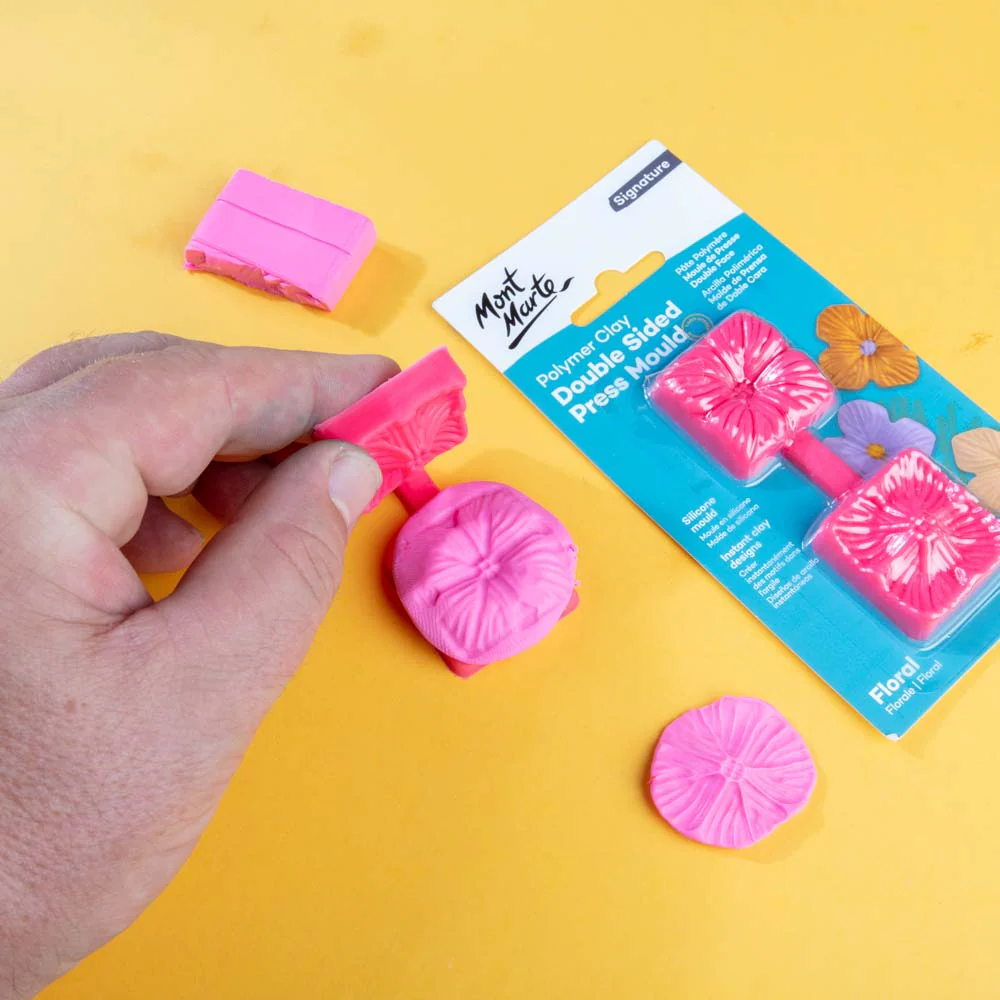 Polymer Clay Double Sided Press Mould Signature - Floral - Image 6