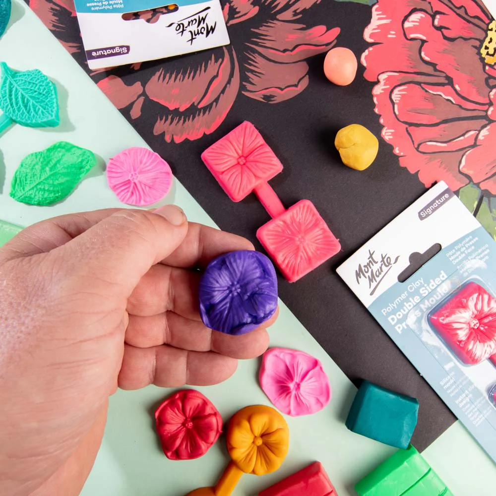 Polymer Clay Double Sided Press Mould Signature - Floral - Image 7