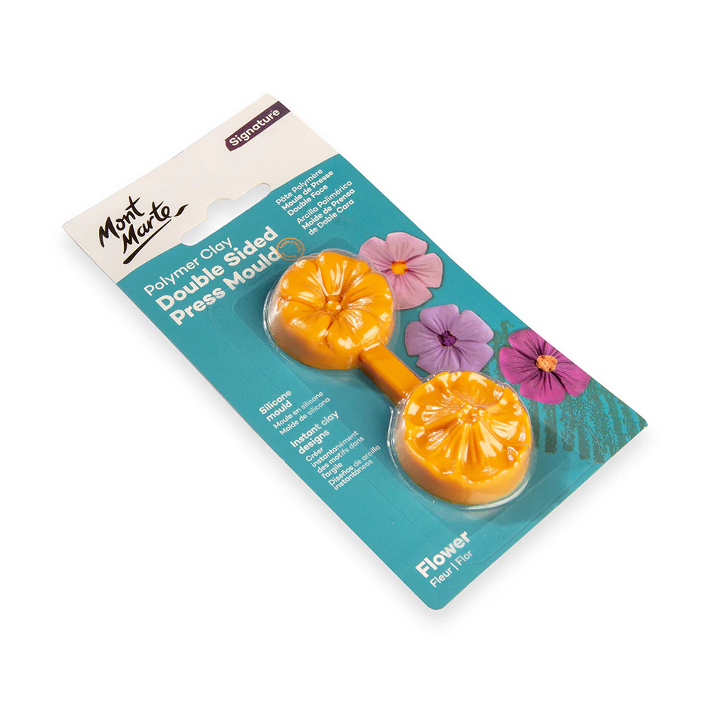 Polymer Clay Double Sided Press Mould Signature - Flower - Image 3