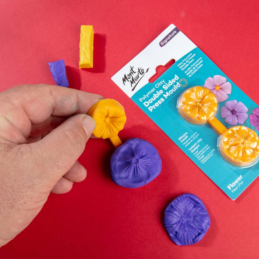 Polymer Clay Double Sided Press Mould Signature - Flower - Image 6