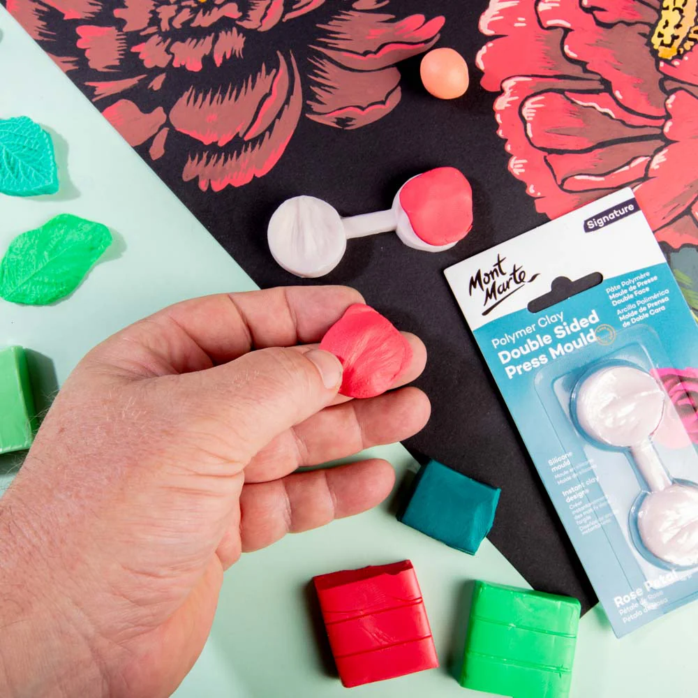 Polymer Clay Double Sided Press Mould Signature - Rose Petal - Image 8