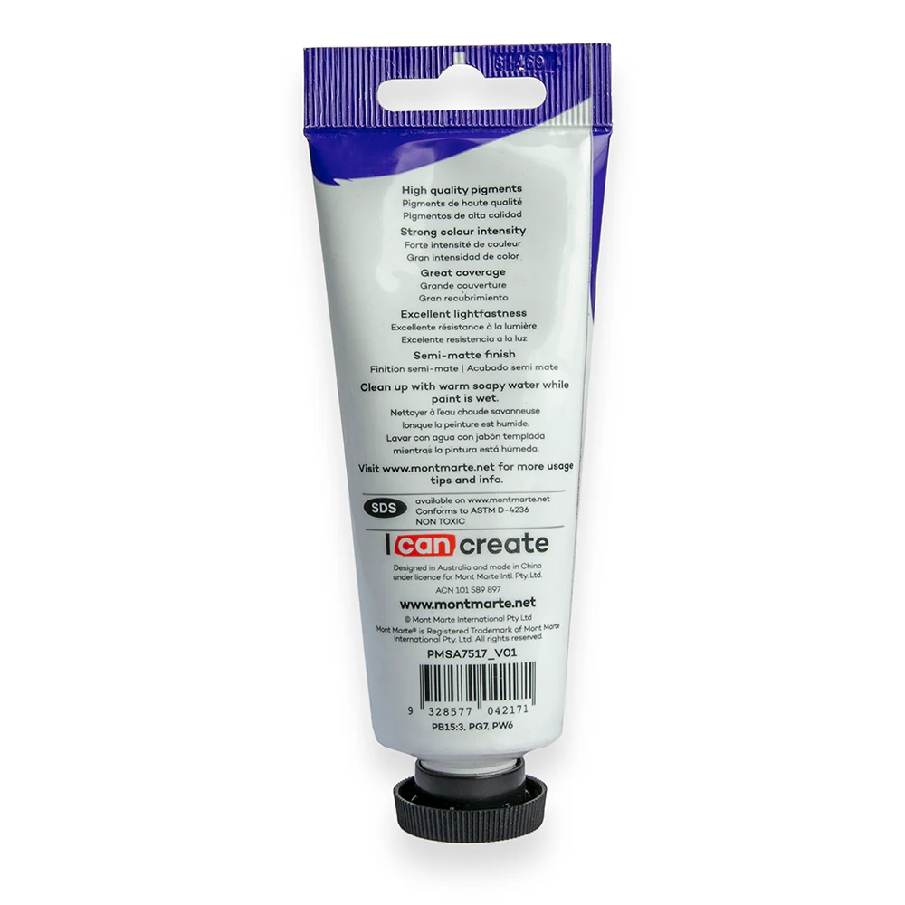 Satin Acrylic Paint Premium 75ml (2.5 US fl.oz) Tube - Cerulean Blue - Image 3