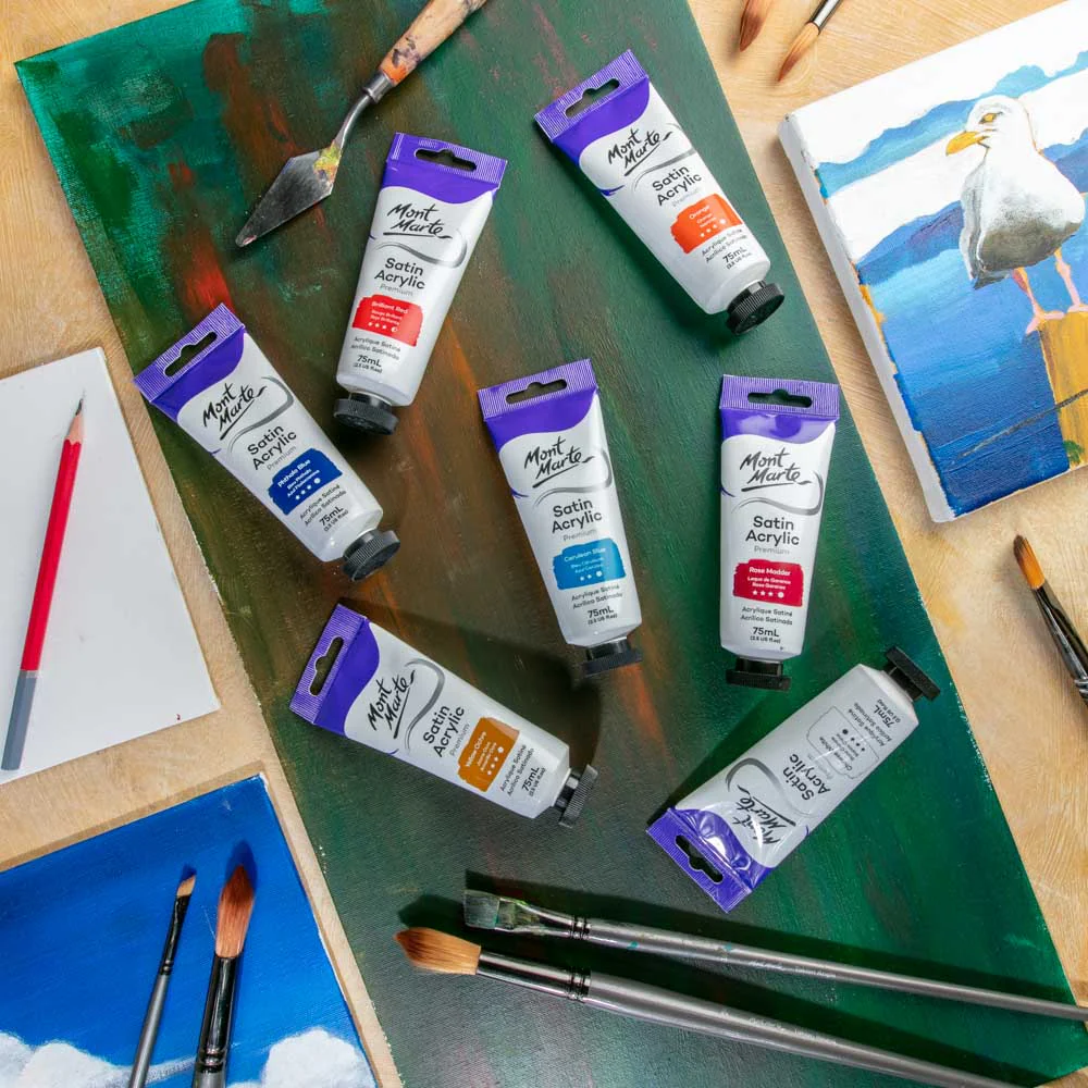 Satin Acrylic Paint Premium 75ml (2.5 US fl.oz) Tube - Cerulean Blue - Image 6