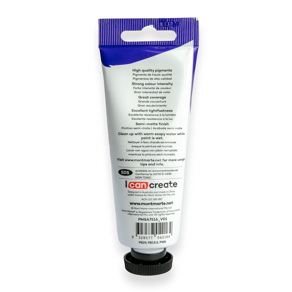 Satin Acrylic Paint Premium 75ml (2.5 US fl.oz) Tube - Cobalt Blue - Image 3