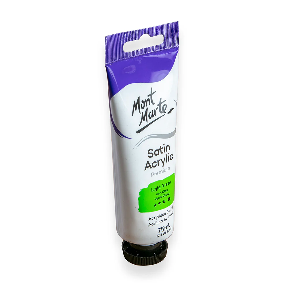Satin Acrylic Paint Premium 75ml (2.5 US fl.oz) Tube - Light Green - Image 3