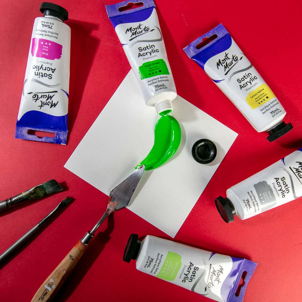 Satin Acrylic Paint Premium 75ml (2.5 US fl.oz) Tube - Light Green - Image 4