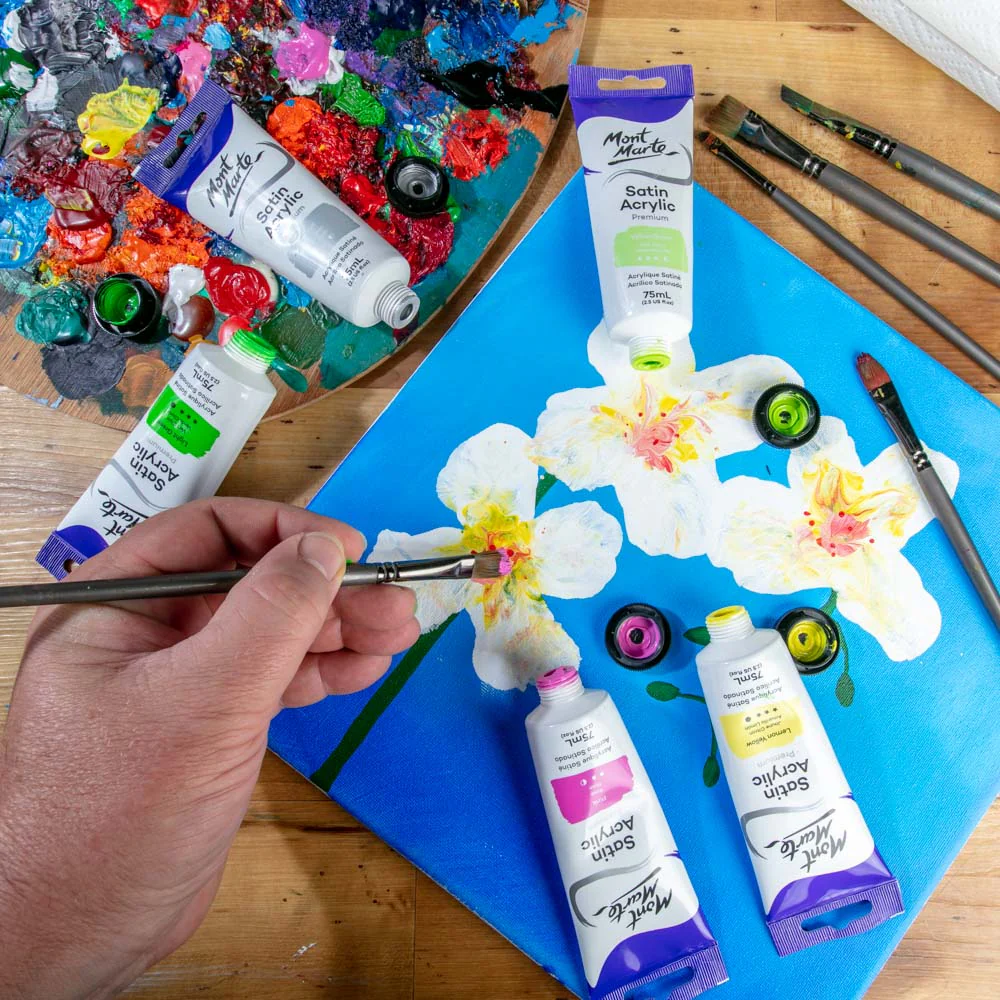 Satin Acrylic Paint Premium 75ml (2.5 US fl.oz) Tube - Light Green - Image 5