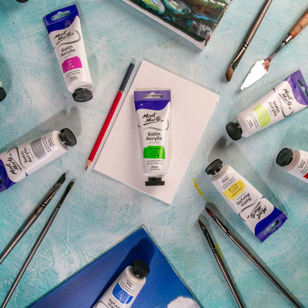 Satin Acrylic Paint Premium 75ml (2.5 US fl.oz) Tube - Light Green - Image 6