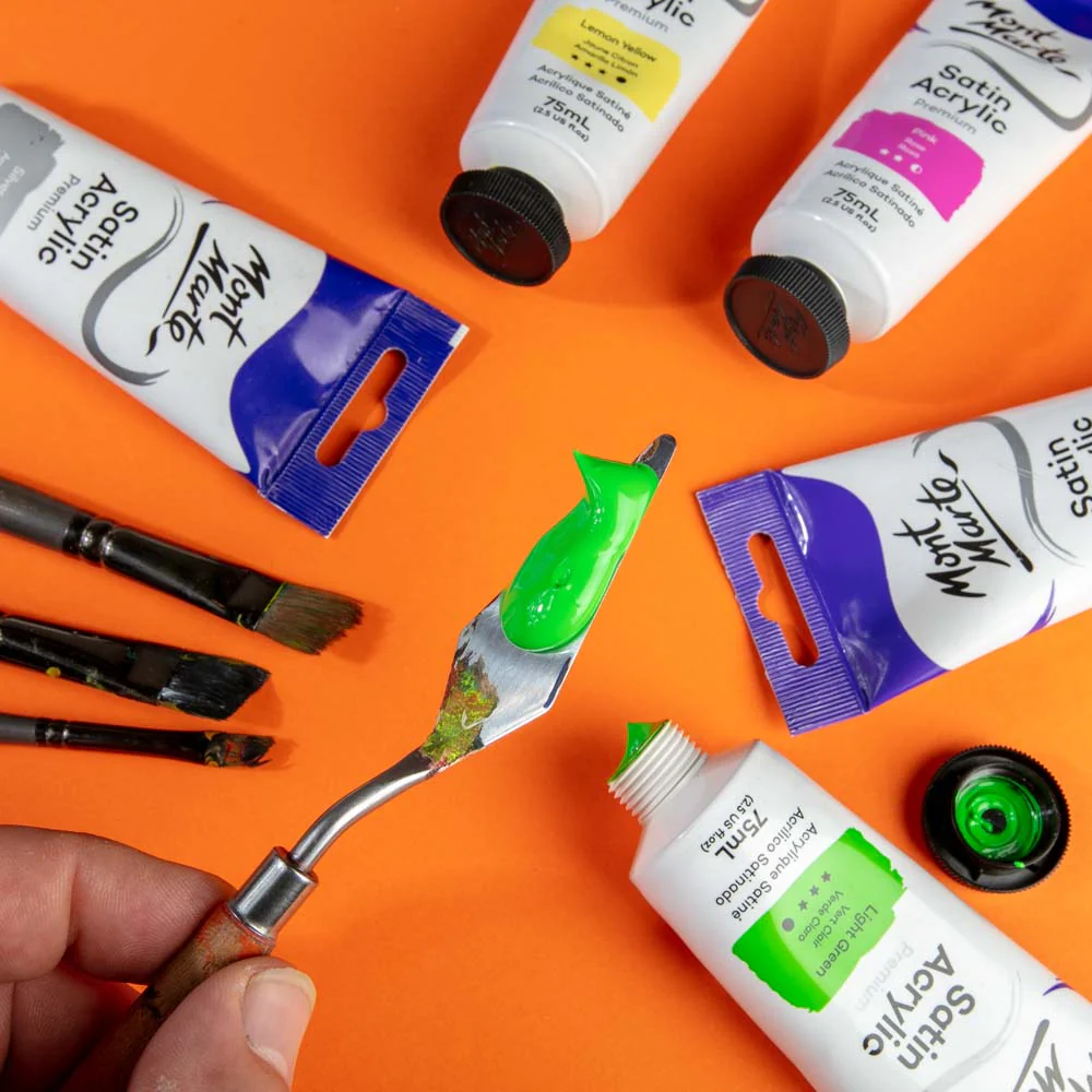 Satin Acrylic Paint Premium 75ml (2.5 US fl.oz) Tube - Light Green - Image 7