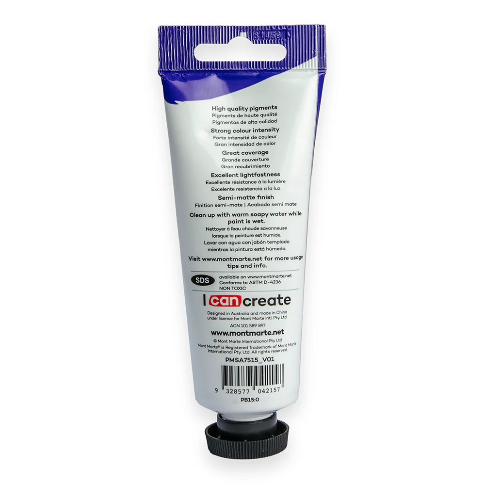 Satin Acrylic Paint Premium 75ml (2.5 US fl.oz) Tube - Phthalo Blue - Image 3