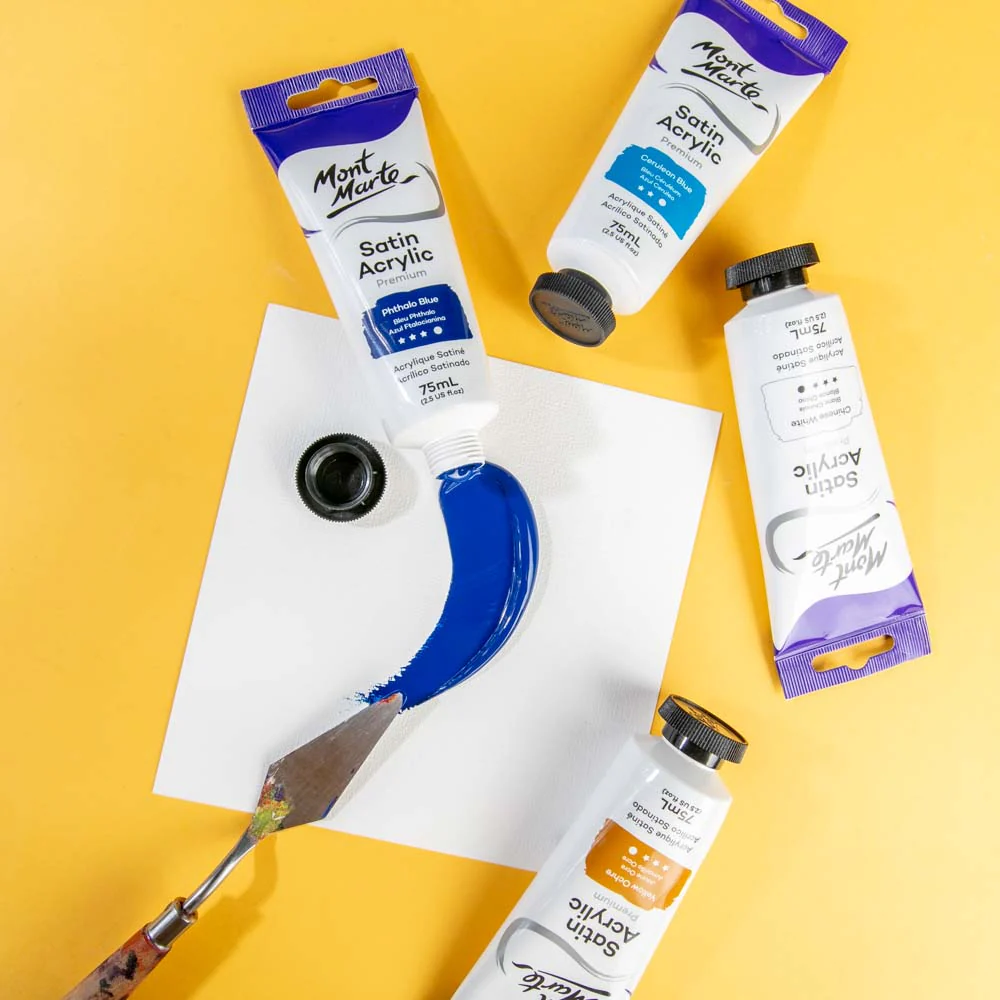 Satin Acrylic Paint Premium 75ml (2.5 US fl.oz) Tube - Phthalo Blue - Image 4
