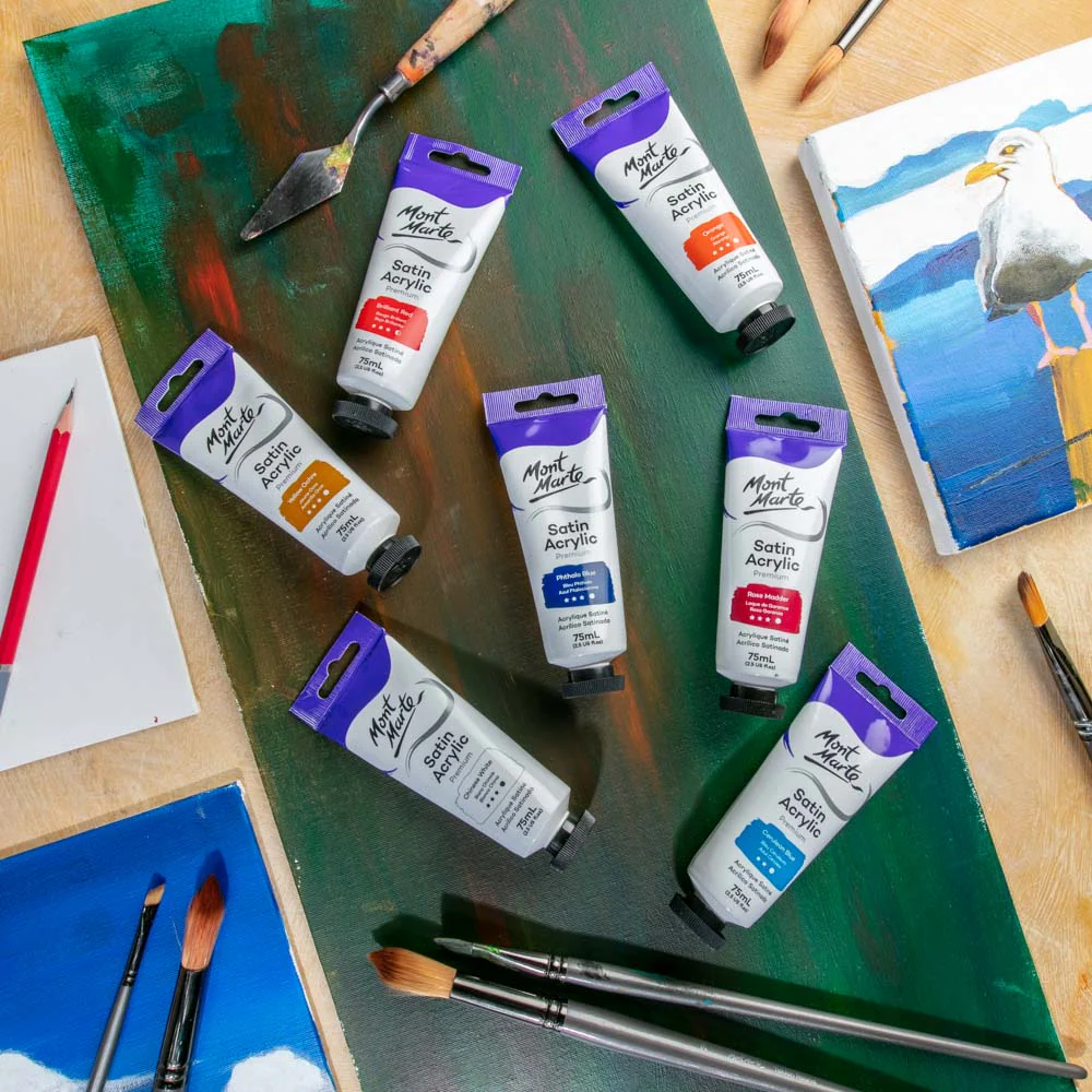 Satin Acrylic Paint Premium 75ml (2.5 US fl.oz) Tube - Phthalo Blue - Image 6