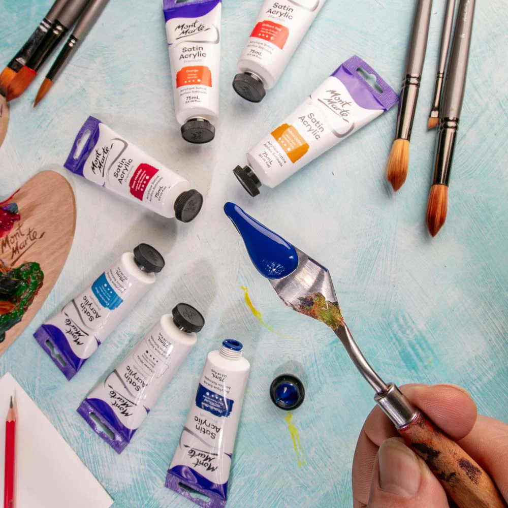 Satin Acrylic Paint Premium 75ml (2.5 US fl.oz) Tube - Phthalo Blue - Image 7