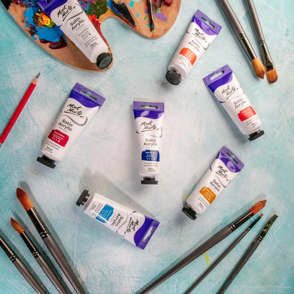 Satin Acrylic Paint Premium 75ml (2.5 US fl.oz) Tube - Phthalo Blue - Image 8