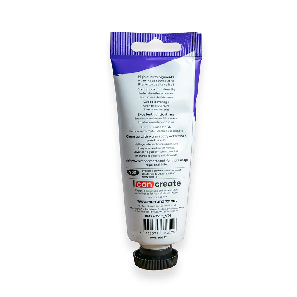 Satin Acrylic Paint Premium 75ml (2.5 US fl.oz) Tube - Pink - Image 3