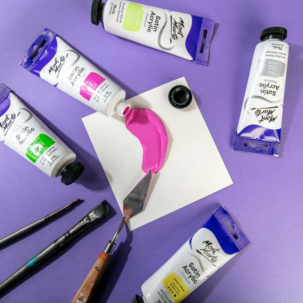 Satin Acrylic Paint Premium 75ml (2.5 US fl.oz) Tube - Pink - Image 5