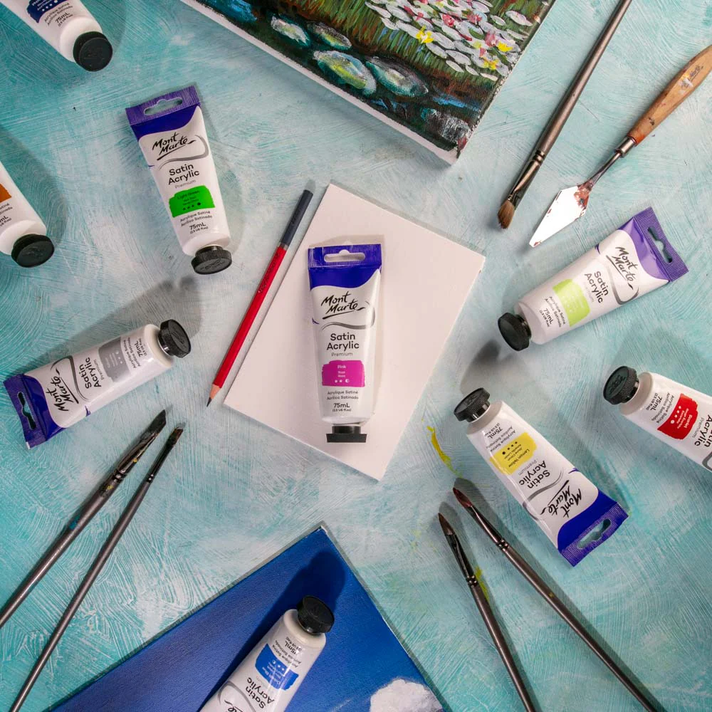 Satin Acrylic Paint Premium 75ml (2.5 US fl.oz) Tube - Pink - Image 6