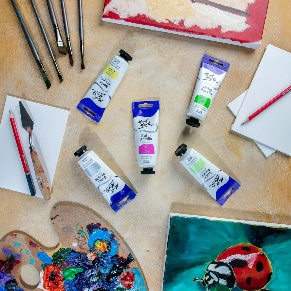 Satin Acrylic Paint Premium 75ml (2.5 US fl.oz) Tube - Pink - Image 8