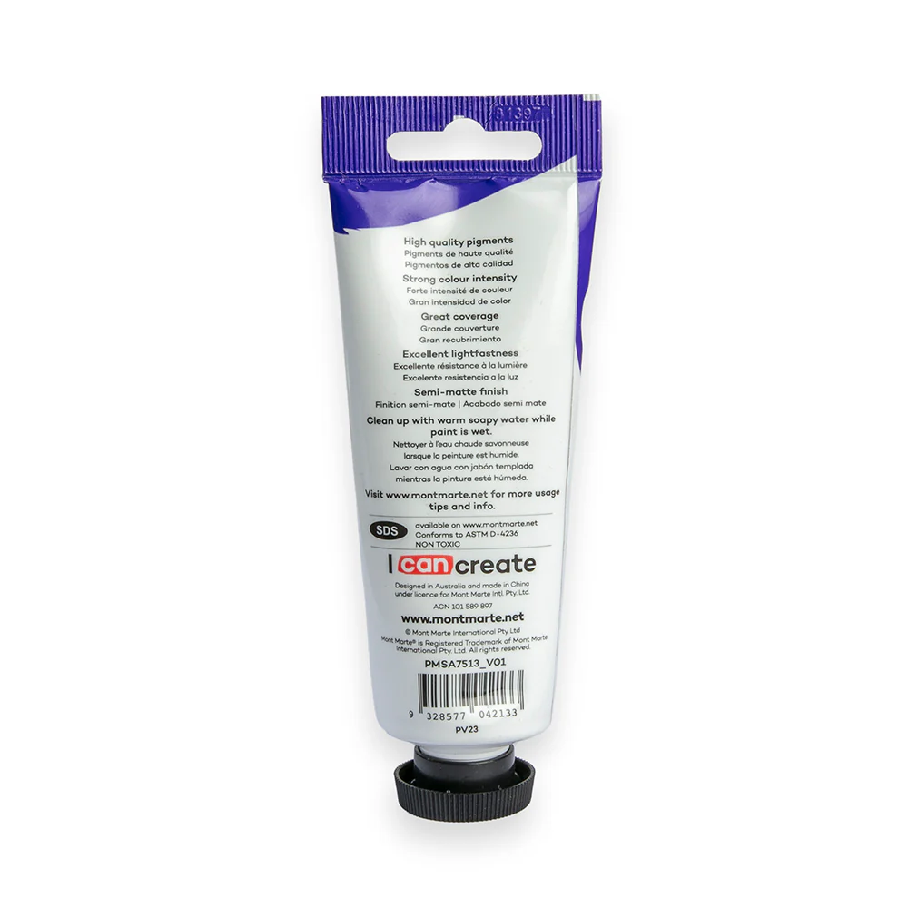 Satin Acrylic Paint Premium 75ml (2.5 US fl.oz) Tube - Purple - Image 3