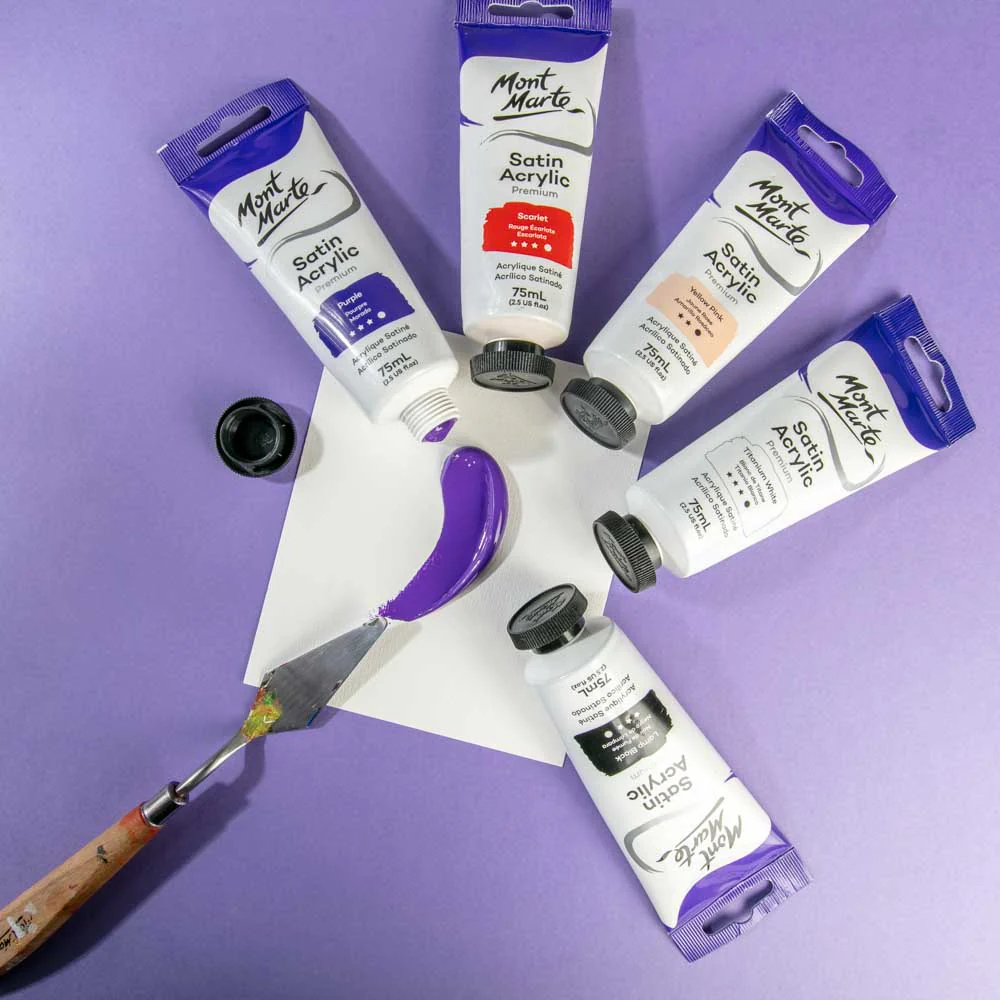 Satin Acrylic Paint Premium 75ml (2.5 US fl.oz) Tube - Purple - Image 7