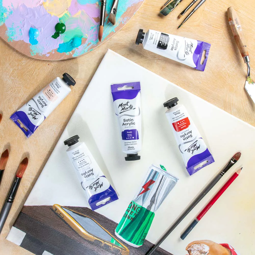 Satin Acrylic Paint Premium 75ml (2.5 US fl.oz) Tube - Purple - Image 8