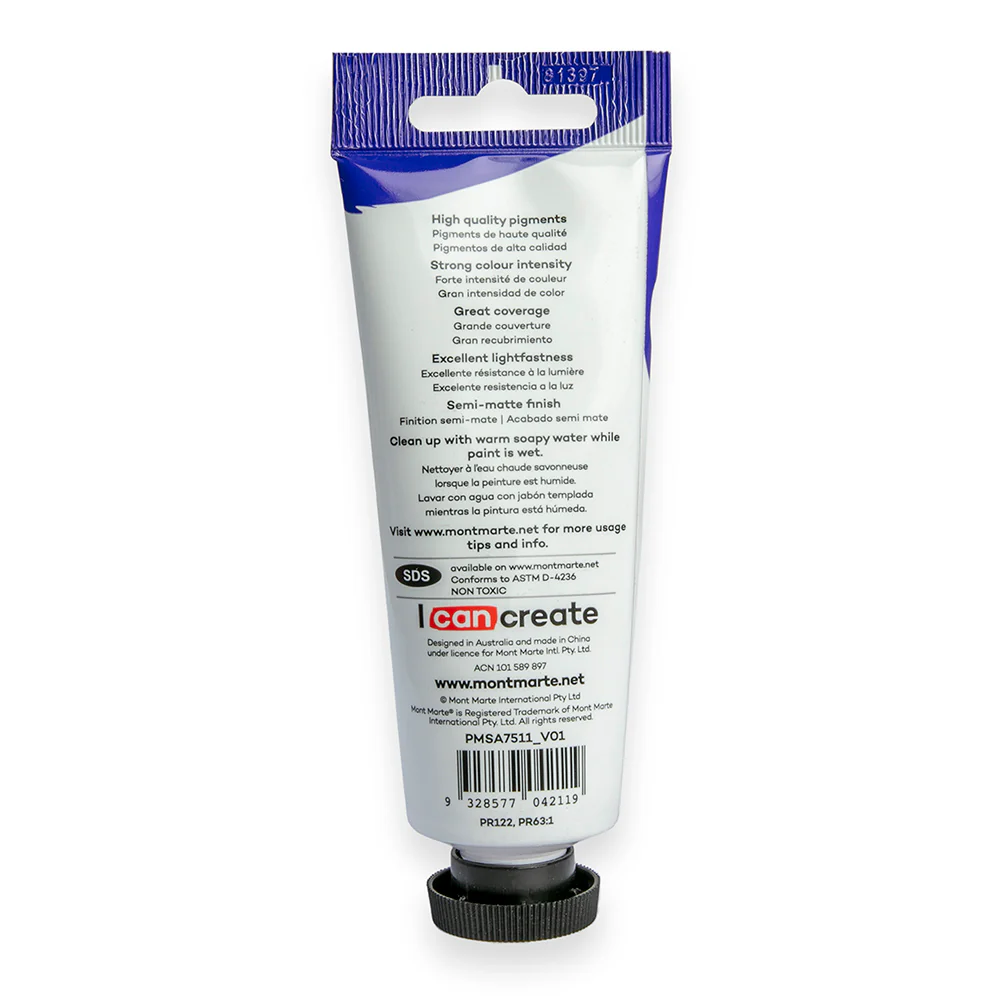 Satin Acrylic Paint Premium 75ml (2.5 US fl.oz) Tube - Rose Madder - Image 3