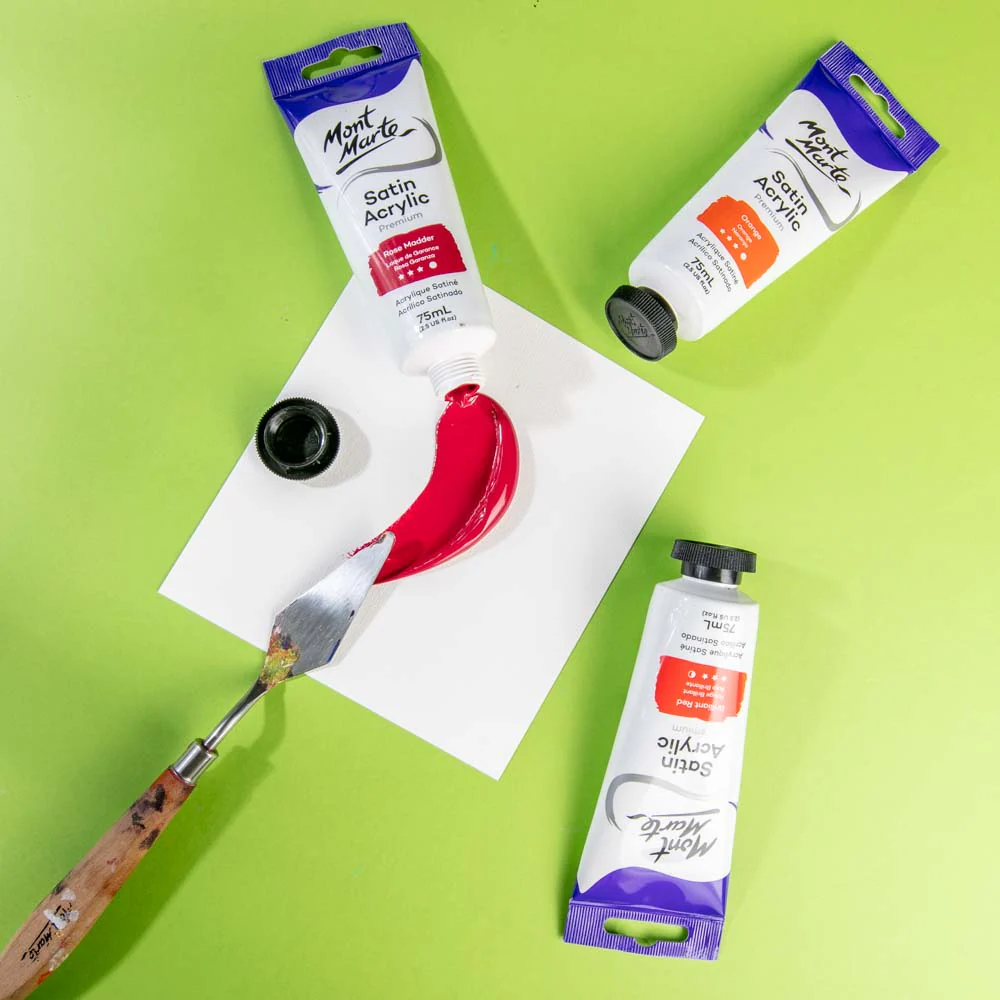 Satin Acrylic Paint Premium 75ml (2.5 US fl.oz) Tube - Rose Madder - Image 5