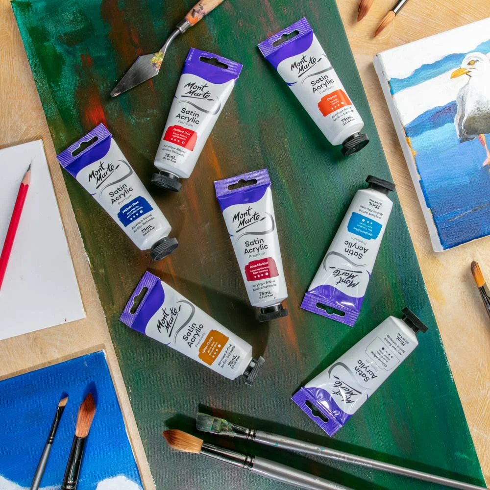 Satin Acrylic Paint Premium 75ml (2.5 US fl.oz) Tube - Rose Madder - Image 6