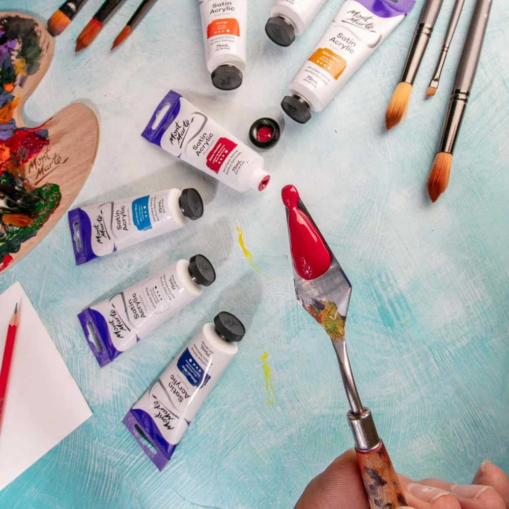 Satin Acrylic Paint Premium 75ml (2.5 US fl.oz) Tube - Rose Madder - Image 7