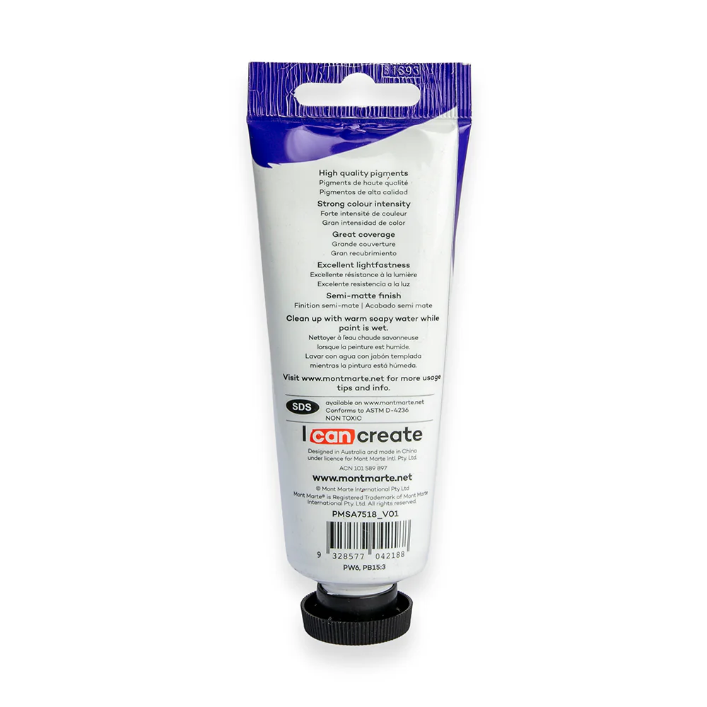 Satin Acrylic Paint Premium 75ml (2.5 US fl.oz) Tube - Sky Blue - Image 3