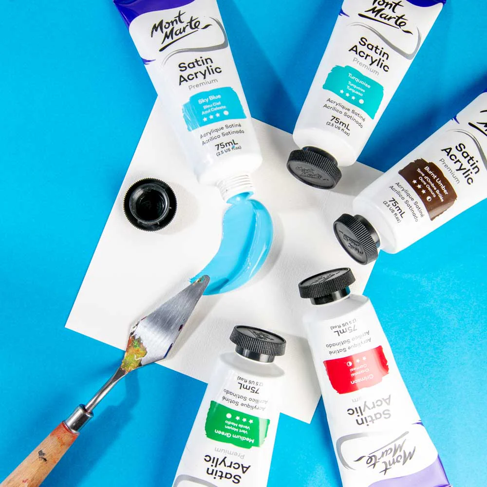 Satin Acrylic Paint Premium 75ml (2.5 US fl.oz) Tube - Sky Blue - Image 5