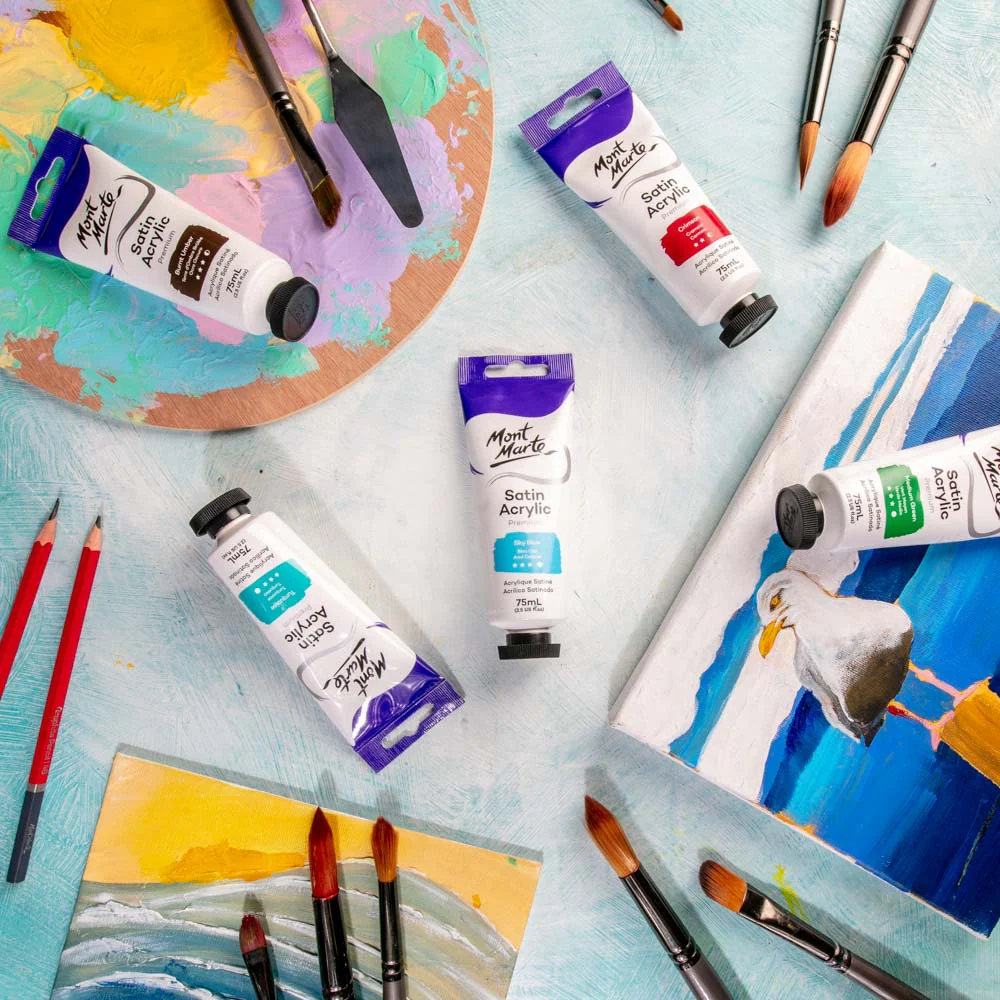 Satin Acrylic Paint Premium 75ml (2.5 US fl.oz) Tube - Sky Blue - Image 6