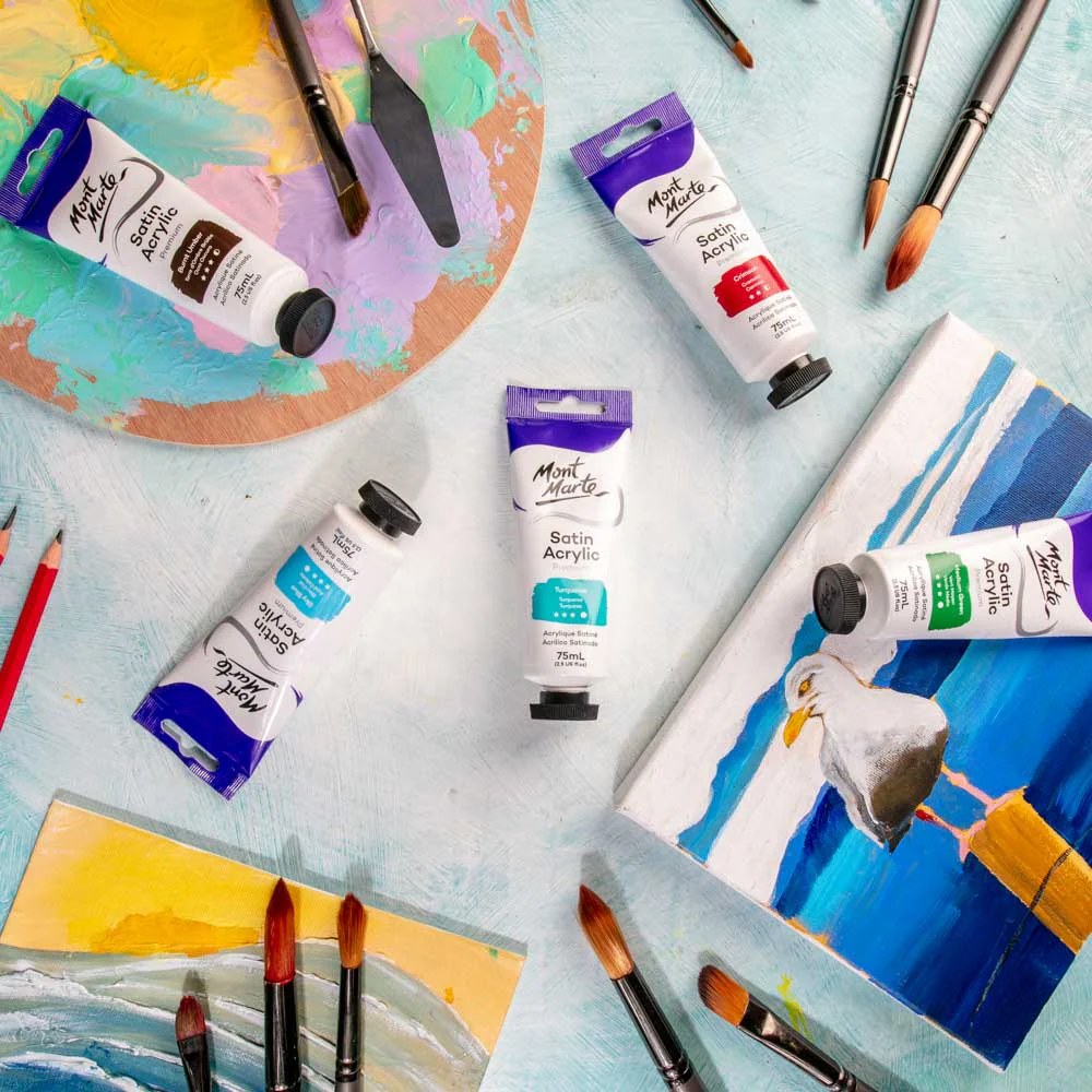 Satin Acrylic Paint Premium 75ml (2.5 US fl.oz) Tube - Turquoise - Image 6