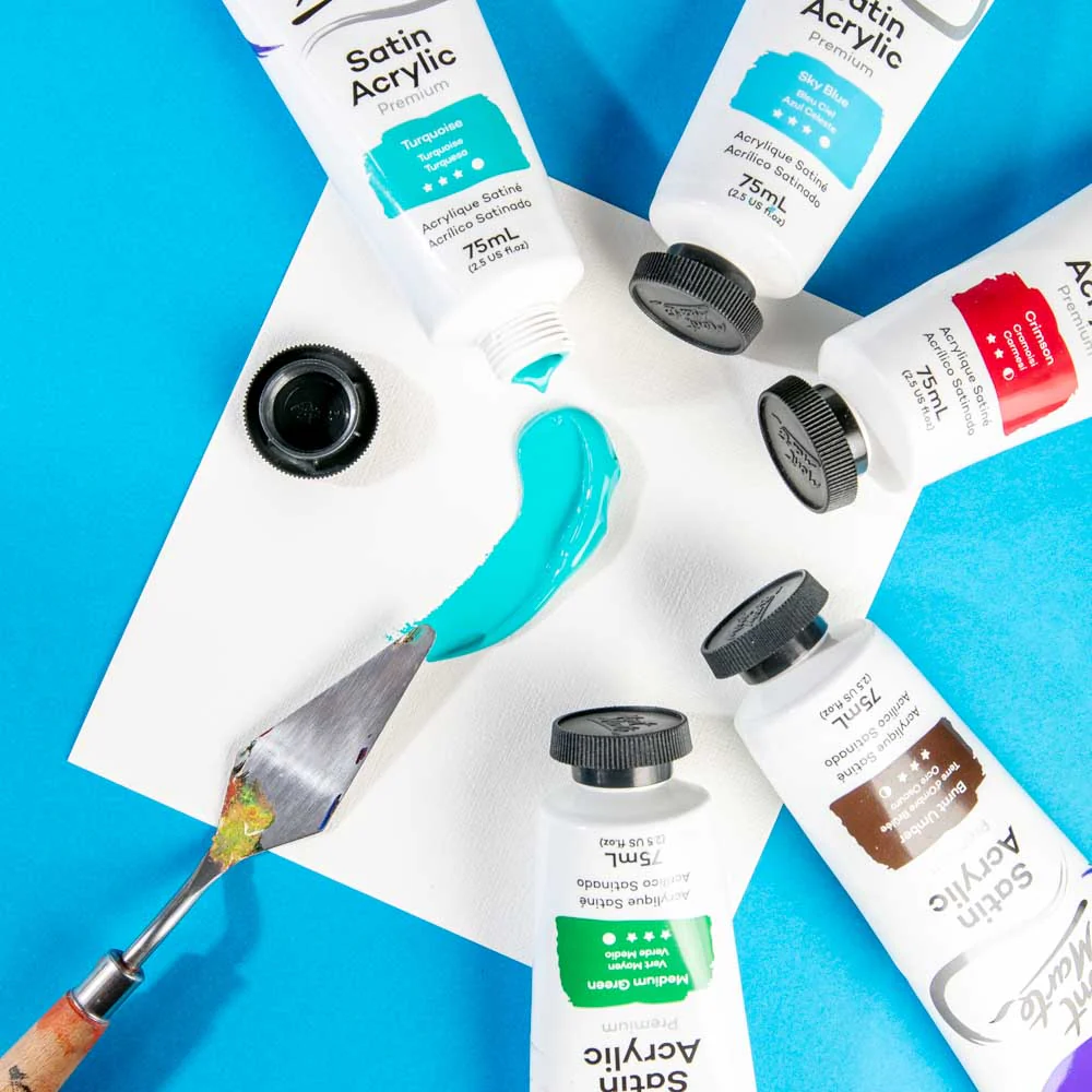 Satin Acrylic Paint Premium 75ml (2.5 US fl.oz) Tube - Turquoise - Image 7