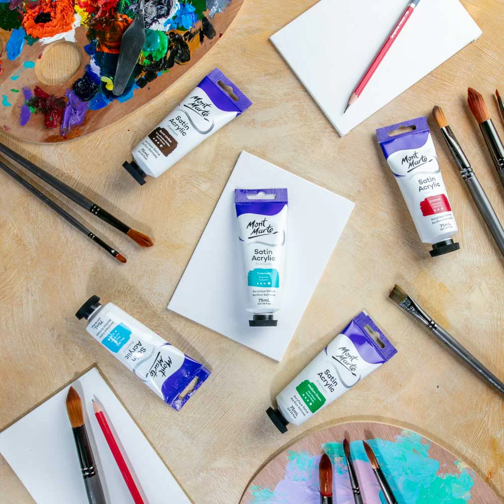 Satin Acrylic Paint Premium 75ml (2.5 US fl.oz) Tube - Turquoise - Image 8