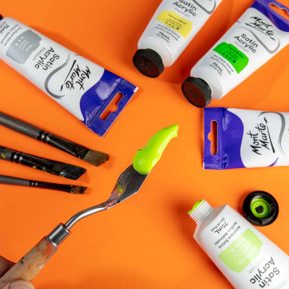 Satin Acrylic Paint Premium 75ml (2.5 US fl.oz) Tube - Yellow Green - Image 5