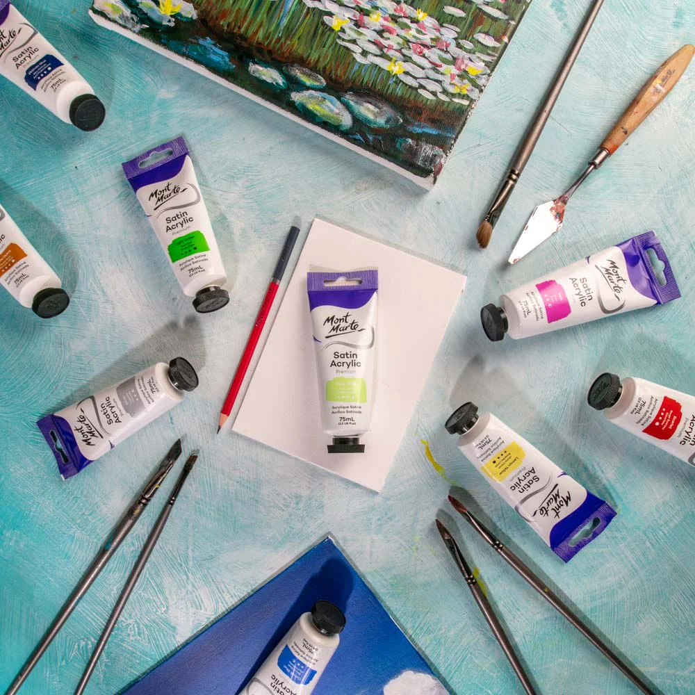 Satin Acrylic Paint Premium 75ml (2.5 US fl.oz) Tube - Yellow Green - Image 7