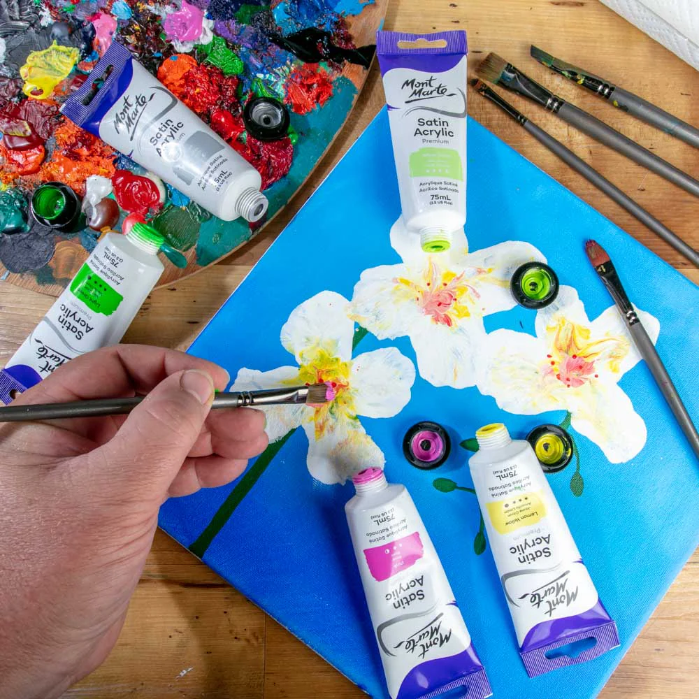 Satin Acrylic Paint Premium 75ml (2.5 US fl.oz) Tube - Yellow Green - Image 8